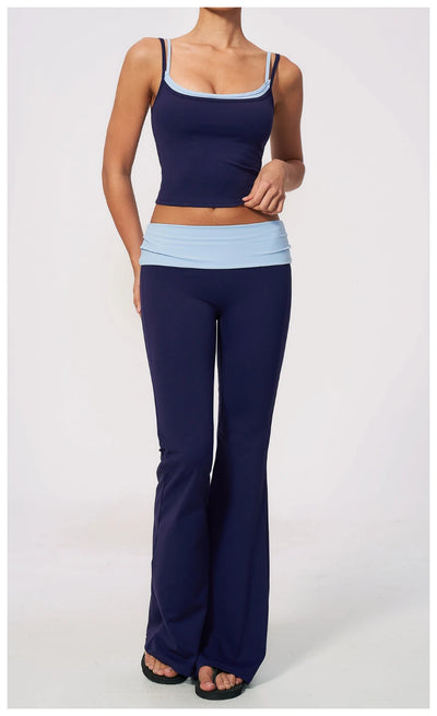 SPARK Women's Contrast Color Fake Two-Layer Yoga Tank Top ZC2570
