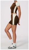 SPARK High Waist Color Block Peach Lift Butt Yoga Shorts ZC2567