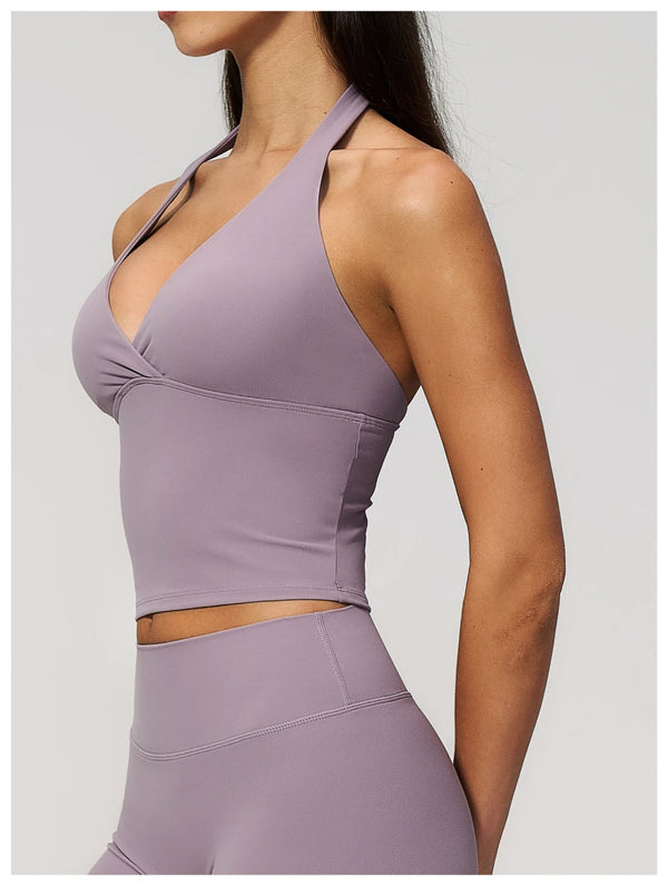 SPARK Women's Halter Deep V-neck Yoga Tank Top ZC4208
