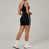 SPARK Color Block Asymmetric One-Shoulder Yoga Bodysuit for Women TF1977