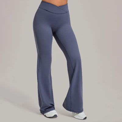 SPARK Women's High Waist Crossover Flare Yoga Pants QS9089