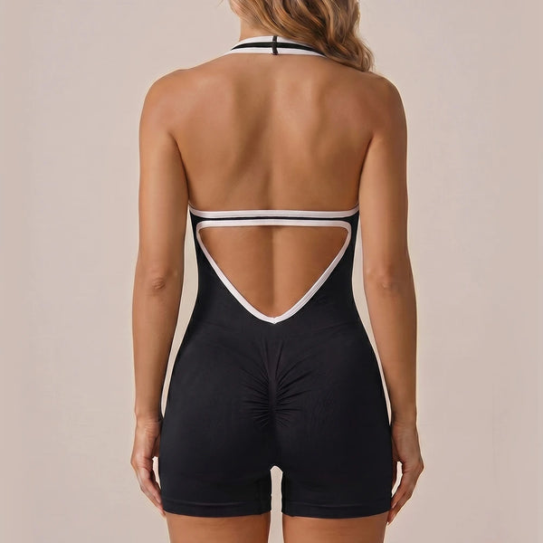 SPARK Seamless Women’s Sexy V Neck Contrast Color Yoga Jumpsuit YB2694