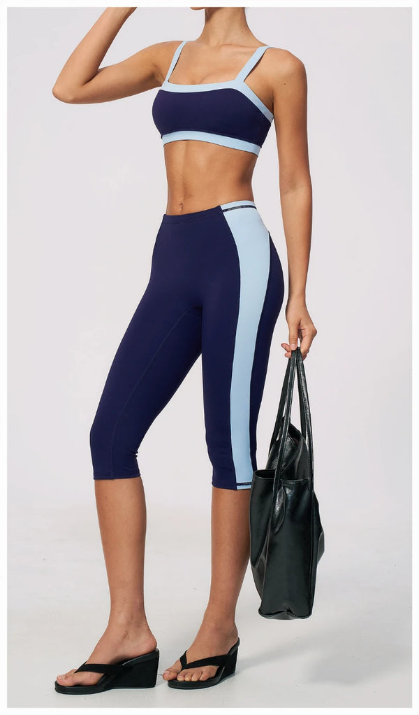 SPARK Color Block Peach Lift Butt Quick Dry Yoga Capri ZC2567