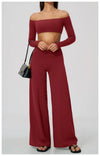 Spark Women's Off-the-shoulder Long Sleeve Yoga Crop Top ZC2588