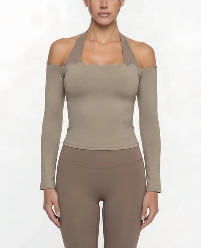 SPARK Fake Two-Piece Color-Block Fitness Yoga Top FNK881301