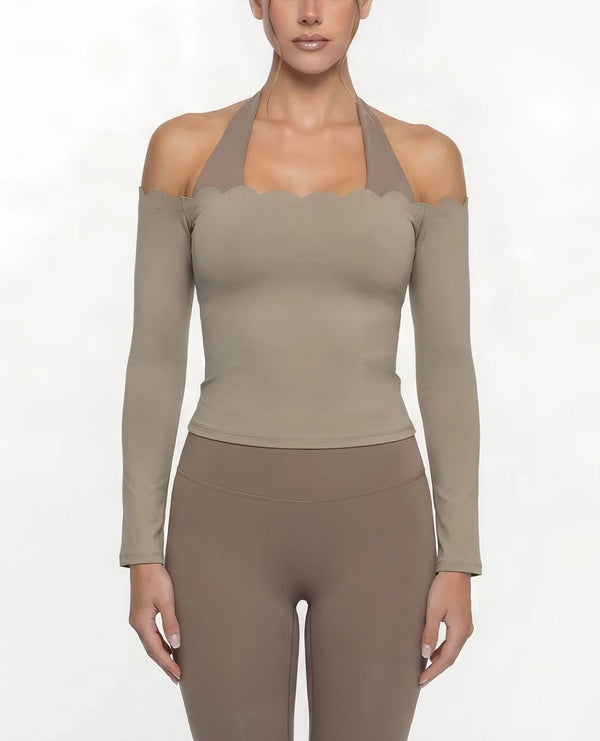 SPARK Fake Two-Piece Color-Block Fitness Yoga Top FNK881301