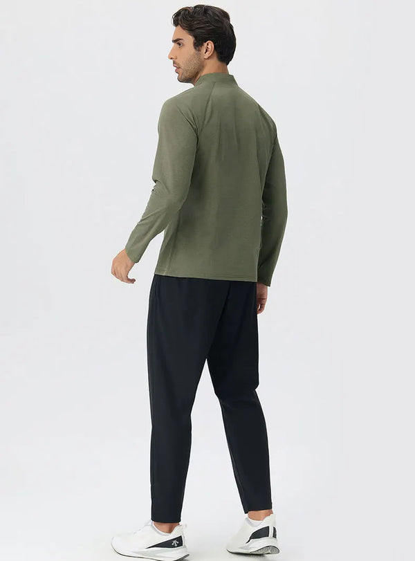 SPARK Men's Half-zip Cotton-Linen Feel Casual Workout & Running Top 61530YEL