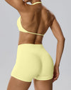 SPARK Women's Sexy Halter-Neck Bra Invisible Butt-Lifting Shorts 2 Piece Set YEL62423