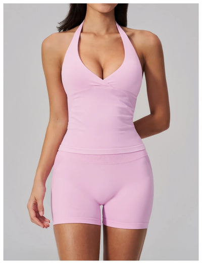 SPARK Seamless V-neck Halter Yoga Fitness Tank Top ZC2557