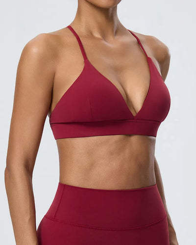SPARK Women's Deep V Neck Crossover Yoga Sports Bra YEL52736