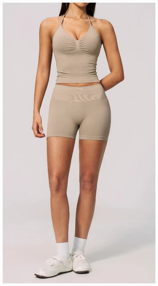 SPARK Seamless Halter V-Neck Open-Back Tank Top ZC4535