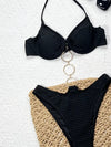 SPARK Solid Color Three-button Metal Ring Bikini Set CHUS222