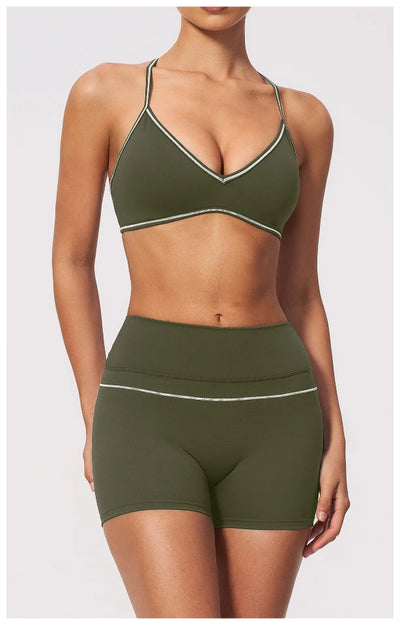 SPARK Women's Color-Block V-neck Halter Yoga Bra ZC9615