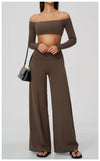 Spark Women's Off-the-shoulder Long Sleeve Yoga Crop Top ZC2588