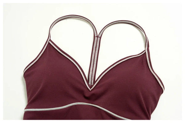 SPARK Women's Color-Block V-neck Halter Yoga Tank Top ZC9615