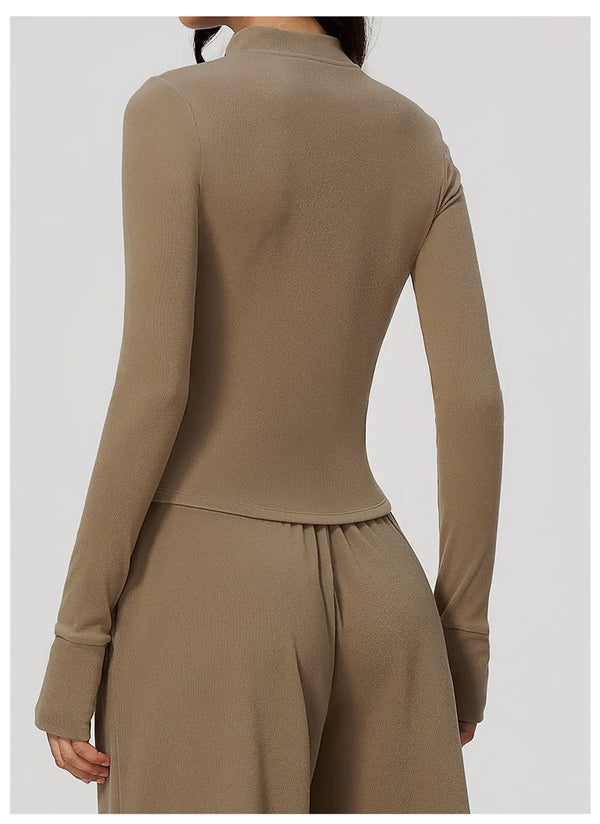 SPARK Women's Brushed Zip-Up Yoga Jacket | Stand Collar Workout & Running Jacket ZC9626-1