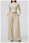 SPARK Women's New Slim-Fit Cropped Striped Fitness Jacket ZC4556