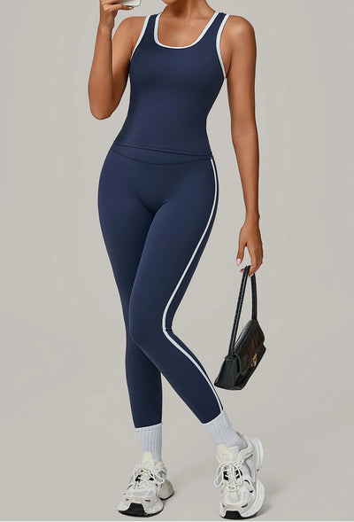 SPARK Color Block Naked-feel Fit Yoga Fitness Two-piece Set TF7709