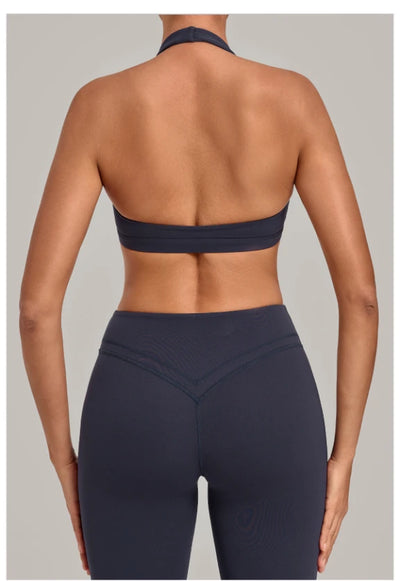SPARK Women's Bare-feel Halter Neck Open Back Yoga Workout Bra QS5423