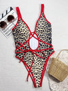 SPARK Leopard Print Cross One Piece Swimsuit CHUS136