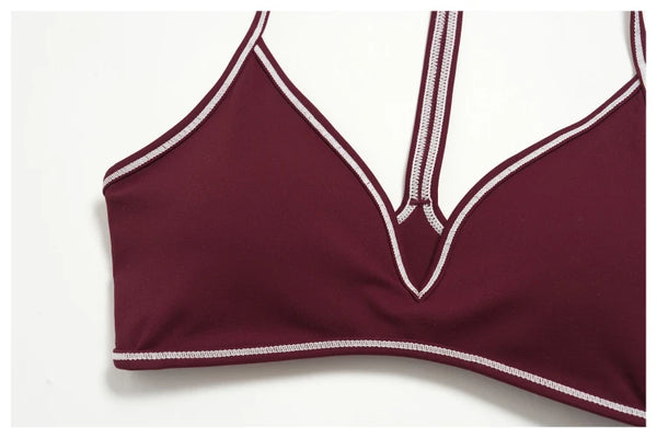 SPARK Women's Color-Block V-neck Halter Yoga Bra ZC9615