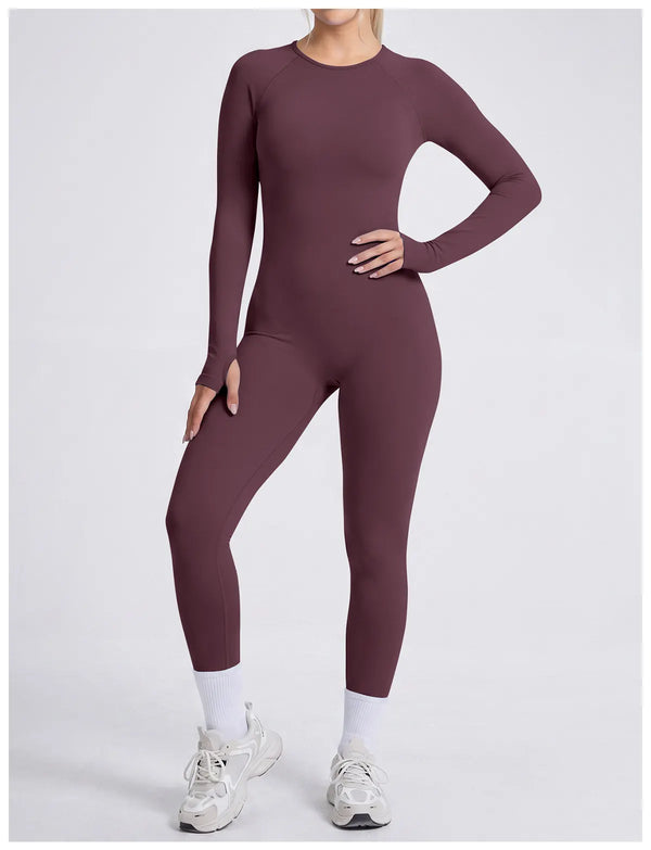 SPARK Women's Seamless Long Sleeve Open Back Yoga Jumpsuit RXW3003