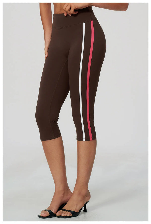 SPARK Women’s Color-Block High-Waisted Tummy Control Yoga Capri ZC2578