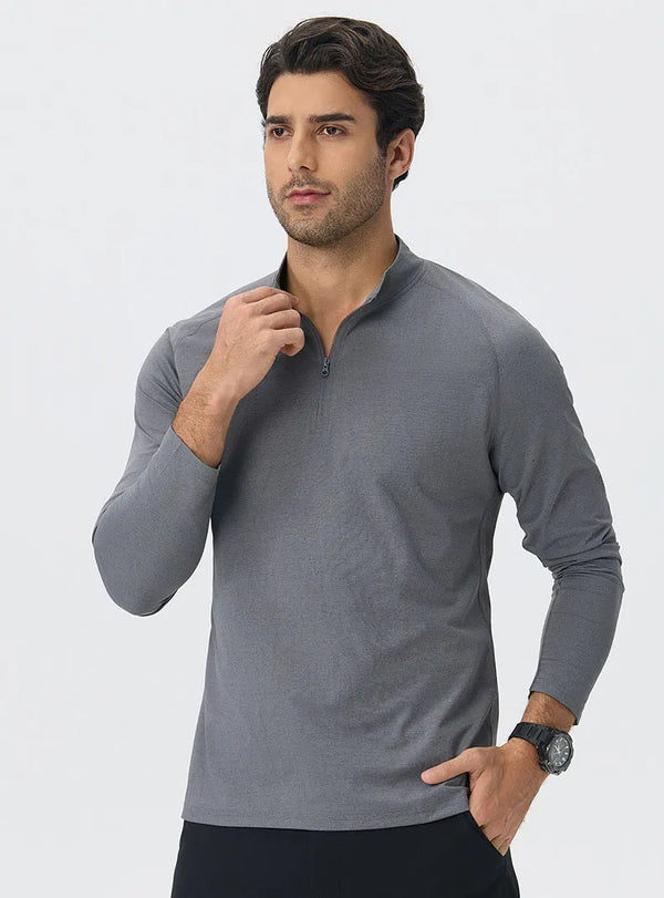 SPARK Men's Half-zip Cotton-Linen Feel Casual Workout & Running Top 61530YEL