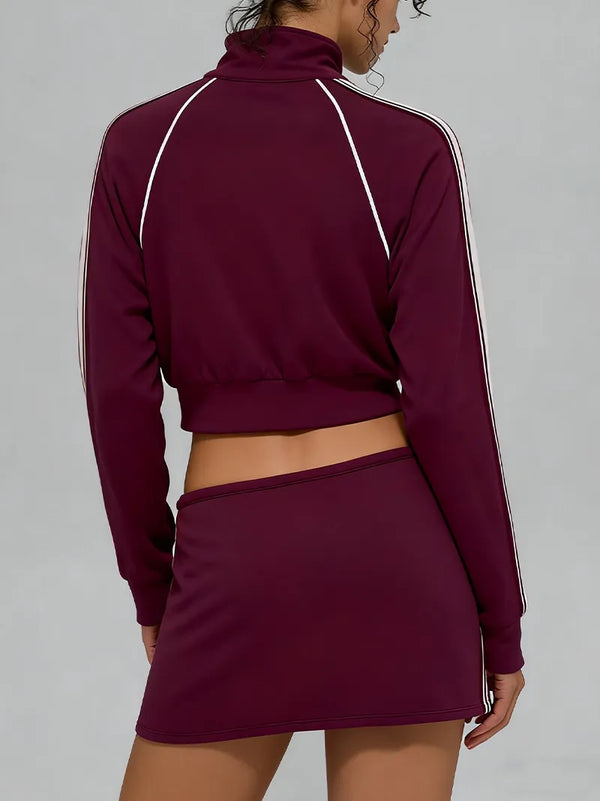 SPARK Women's Autumn/Winter Modal Air Layer White Stripe Short Skirt QY6607