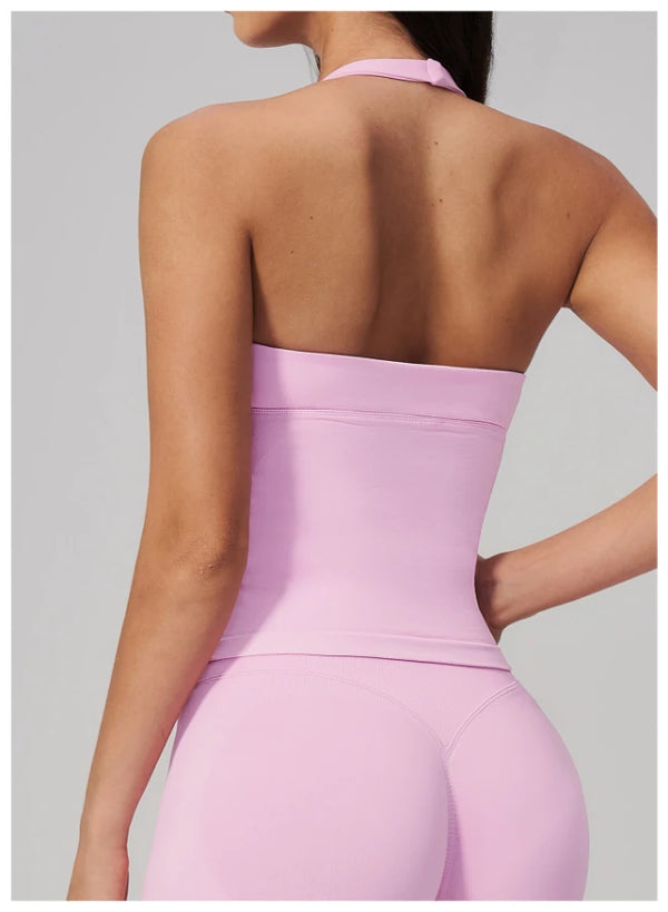 SPARK Seamless V-neck Halter Yoga Fitness Tank Top ZC2557