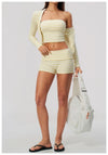 SPARK Women's Striped Fold-Over Waist Yoga Shorts ZC4556