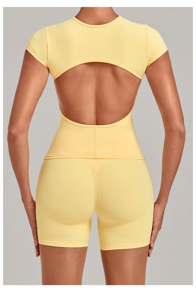 SPARK Women's Hollow Back Quick Dry Yoga Short-Sleeve TF3098