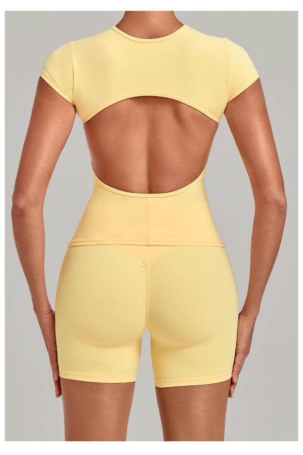 SPARK Women's Hollow Back Quick Dry Yoga Short-Sleeve TF3098