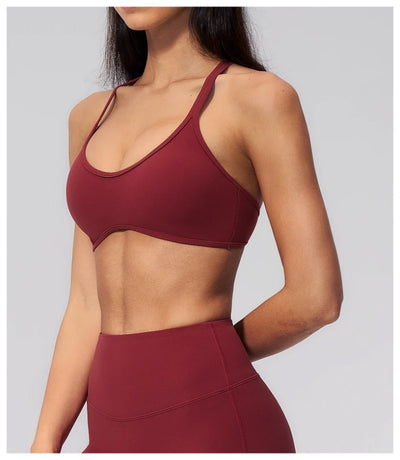 SPARK Women's Shockproof U-Neck Cross Back Yoga Sports Bra ZC5560