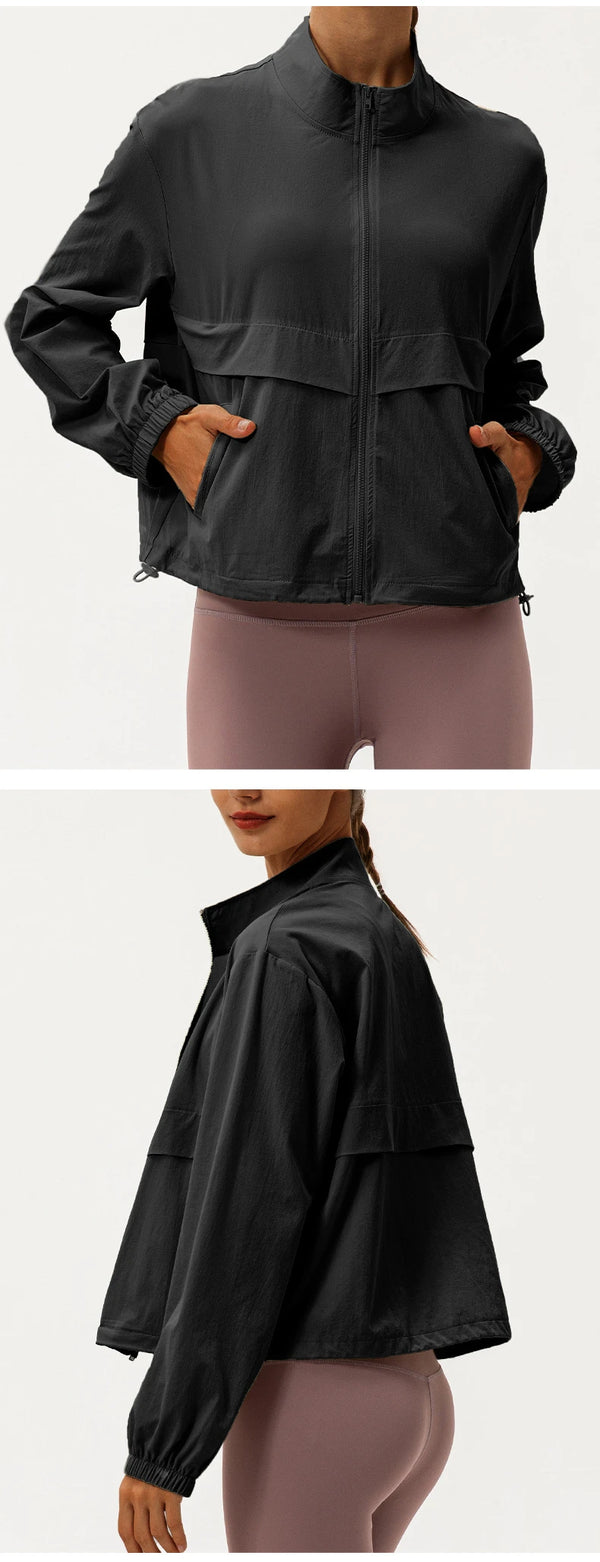 SPARK Women's Loose-Fit Outdoor Windbreaker Casual Yoga Jacket YEL22617
