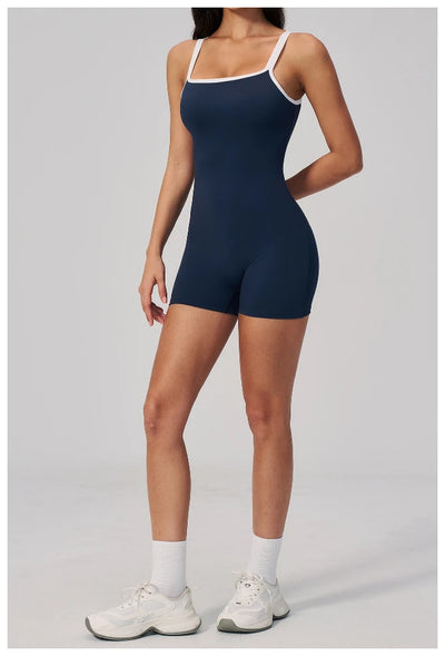 SPARK Women's Square Neck Backless Yoga Fitness Bodysuit ZC2134-2