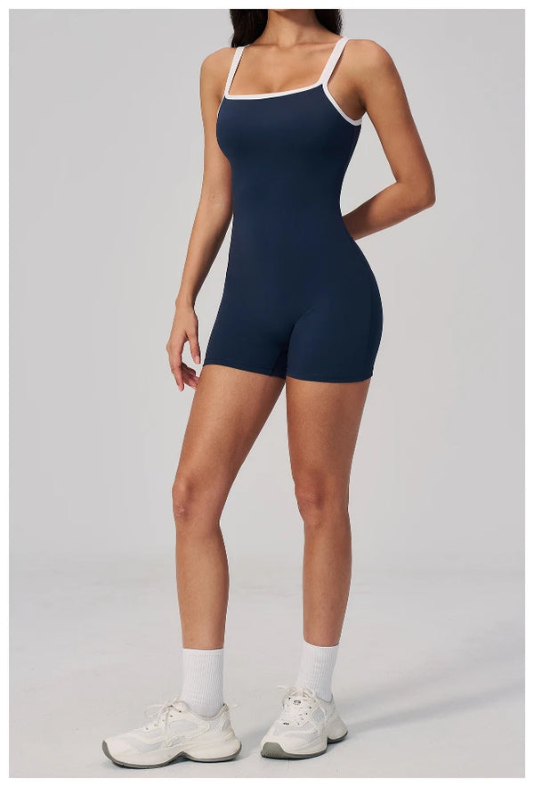 SPARK Women's Square Neck Backless Yoga Fitness Bodysuit ZC2134-2