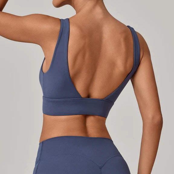 SPARK Women's Wide Hem High Support Open Back Yoga Bra QS25010