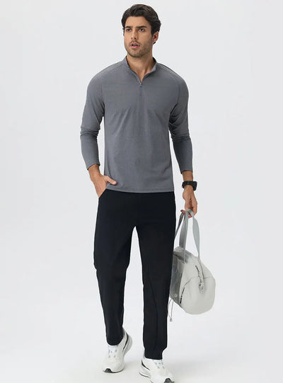 SPARK Men's Half-zip Cotton-Linen Feel Casual Workout & Running Top 61530YEL