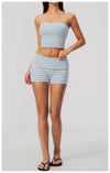 SPARK Women's Striped Fold-Over Waist Yoga Shorts ZC4556