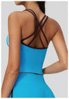 SPARK Women’s Color-Block Crossover Backless Workout Tank Top ZC2578