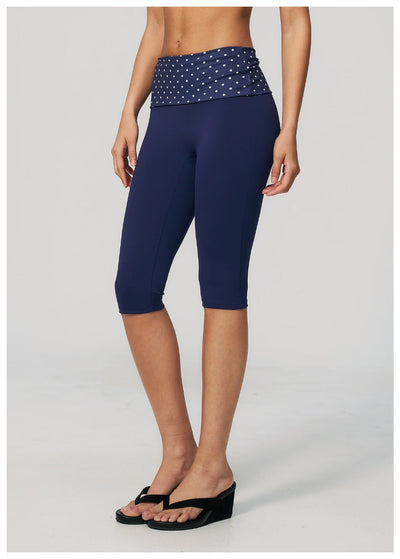 SPARK New Brushed Retro Polka Dot Fold-Over Yoga Capri ZC4549
