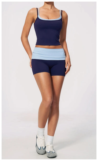 SPARK Women's Fold-Over Waist Naked-Feel Yoga Shorts ZC2570