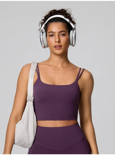 SPARK Women's Sexy Twist Knot Back Double-Strap Sports Bra FYD246