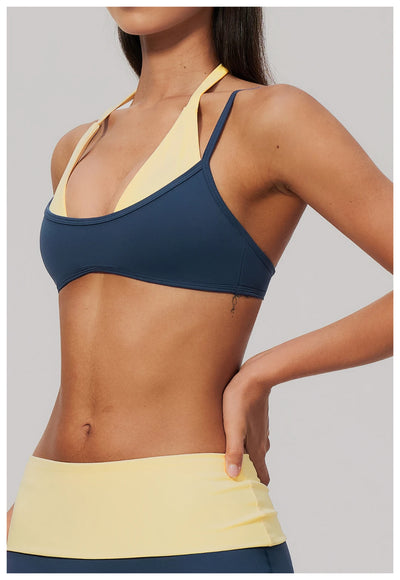 SPARK Women’s Color Block Fake Two-Piece Yoga Bra ZC2585