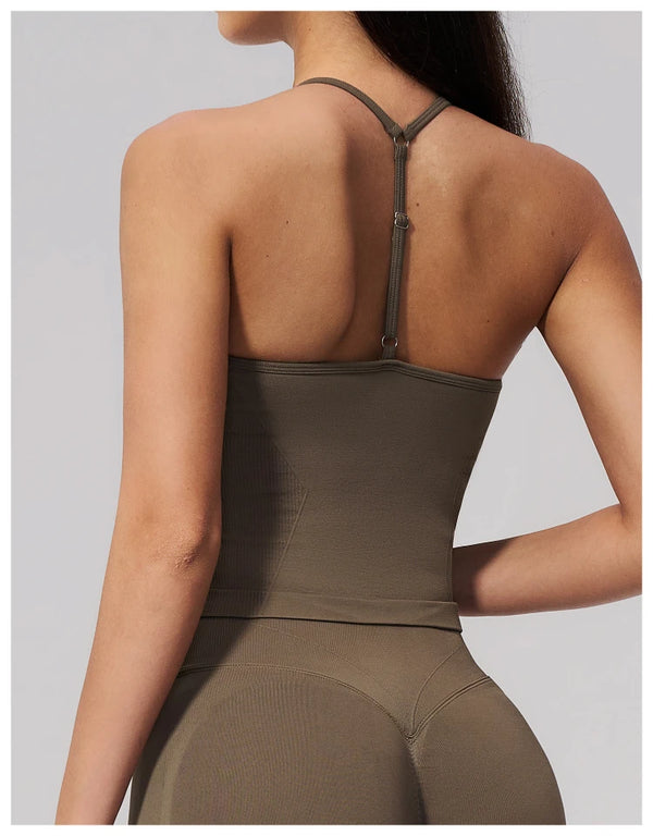 SPARK Seamless Halter Neck Y-Back Yoga Fitness Tank Top ZC3595