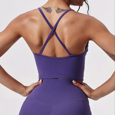 SPARK V-Neck Cross Beautiful Back Yoga Tank Top CY5339