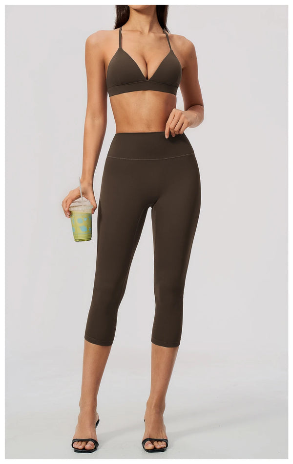 SPARK Women's Brushed V-Neck Cross-Back Yoga Bra ZC8793