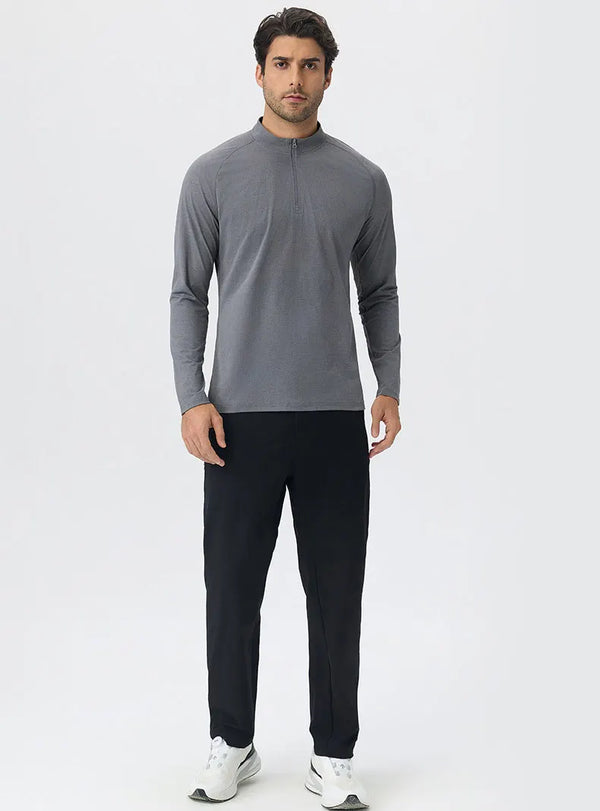 SPARK Men's Half-zip Cotton-Linen Feel Casual Workout & Running Top 61530YEL