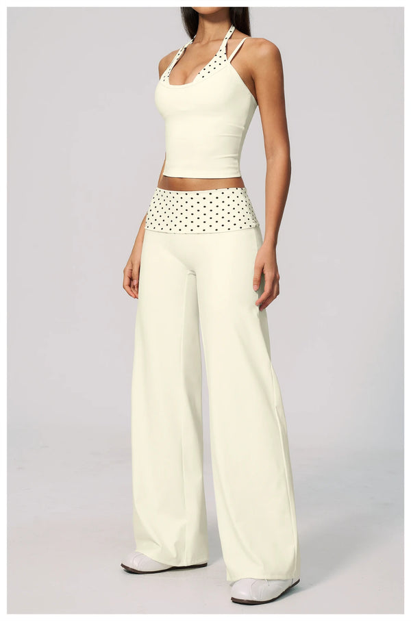 SPARK Retro Polka Dot Fold-Over Yoga Pants ZC4549